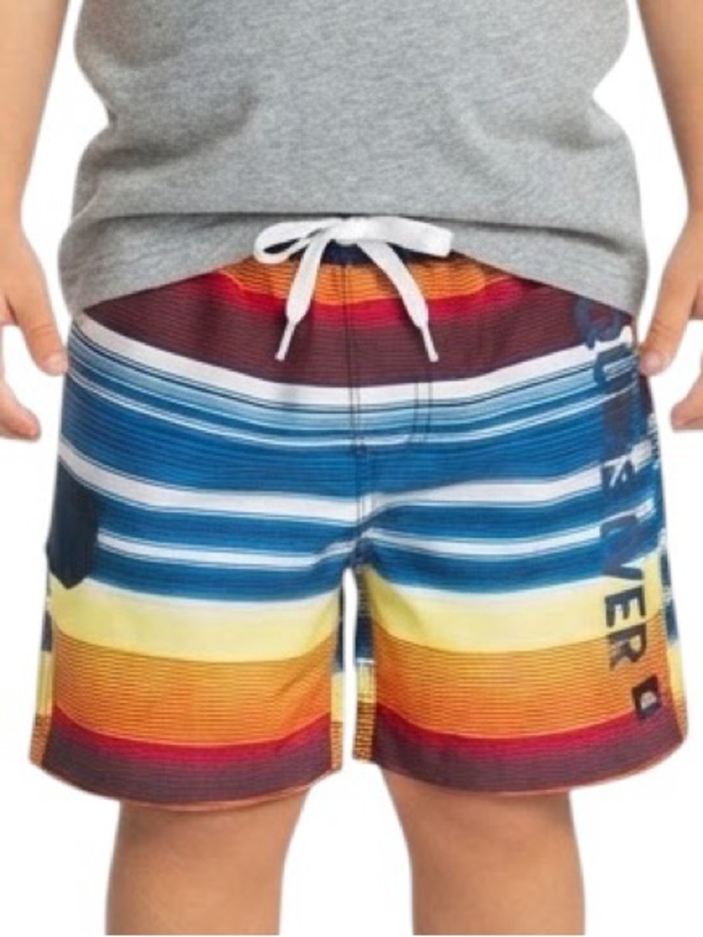 QUIKSILVER Blue Orange Stripe Drawstring Boardshorts 18M